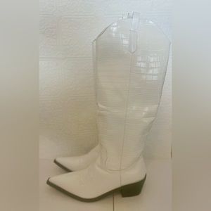White leather cowboy boots